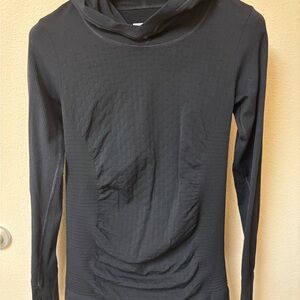 Athleta Black Hooded Long Sleeve Top